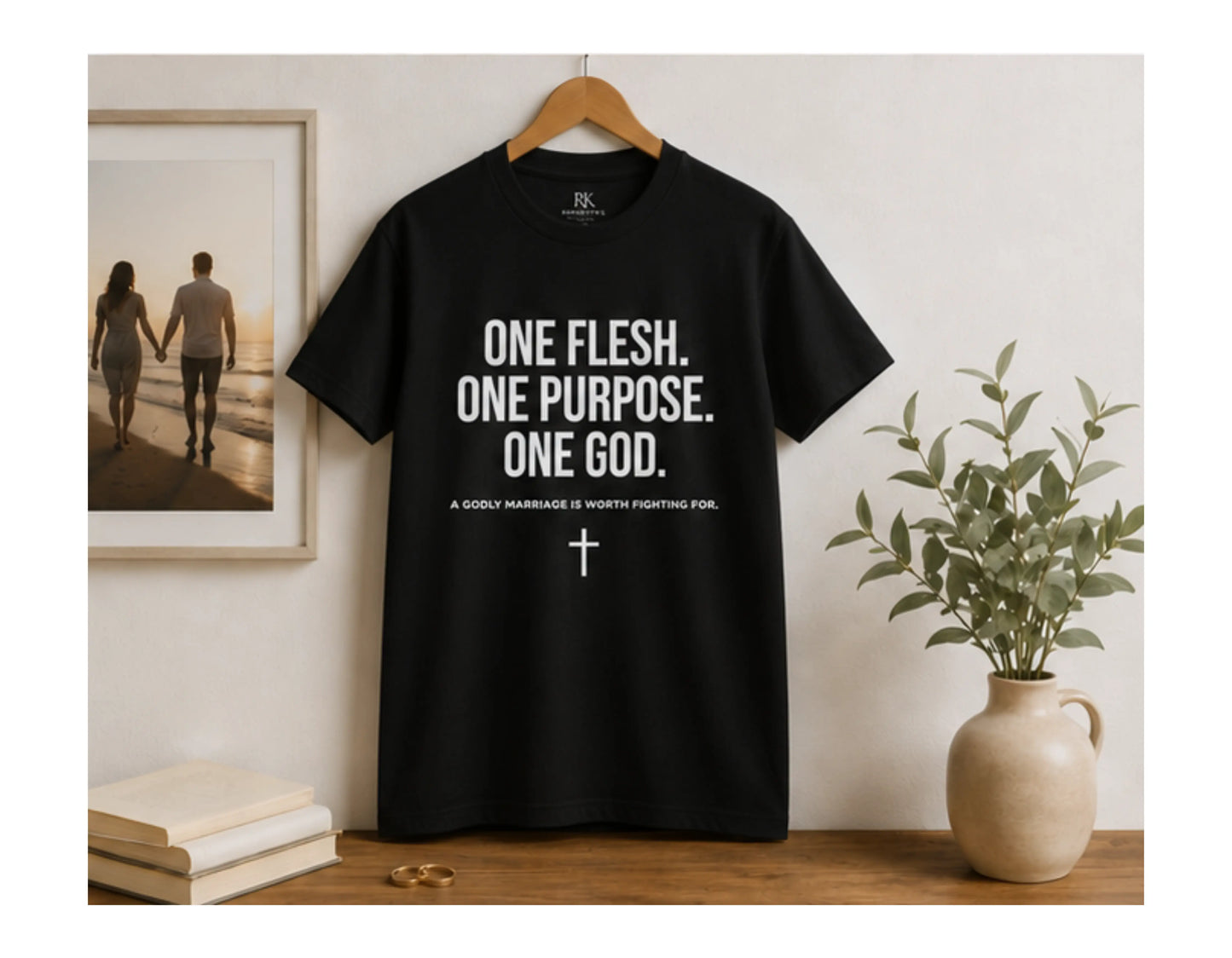 One Flesh One Purpose One God T-Shirt | Christian Marriage Tee | Faith-Based Couples Shirt | Rehoboth’s Kloset Printify