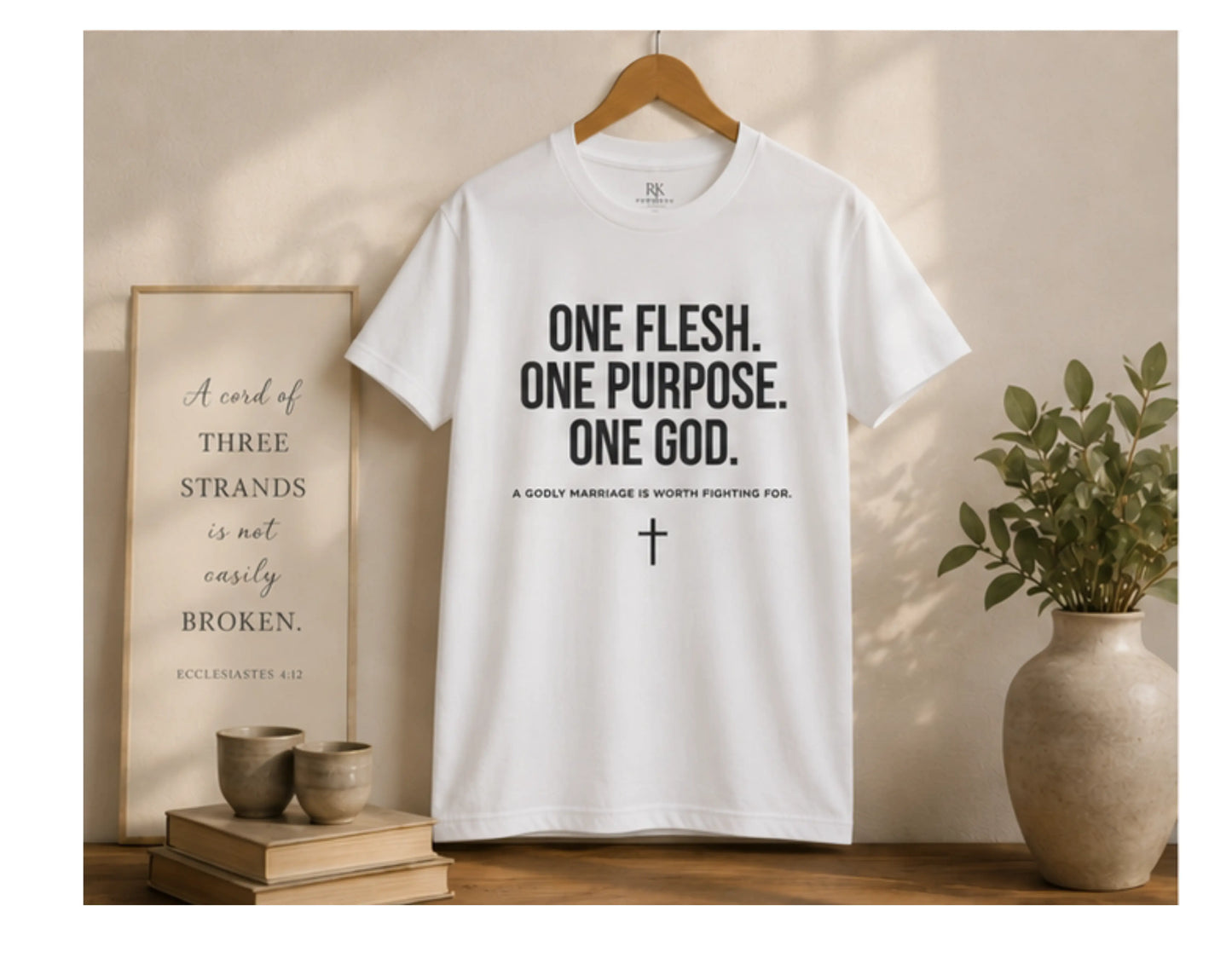 One Flesh One Purpose One God T-Shirt | Christian Marriage Tee | Faith-Based Couples Shirt | Rehoboth’s Kloset Printify