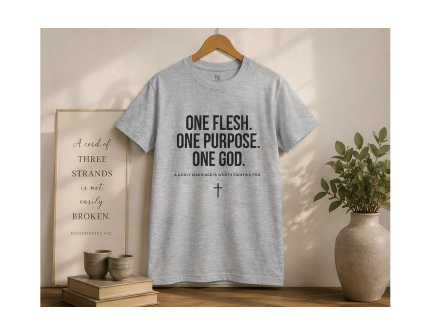 One Flesh One Purpose One God T-Shirt | Christian Marriage Tee | Faith-Based Couples Shirt | Rehoboth’s Kloset Printify