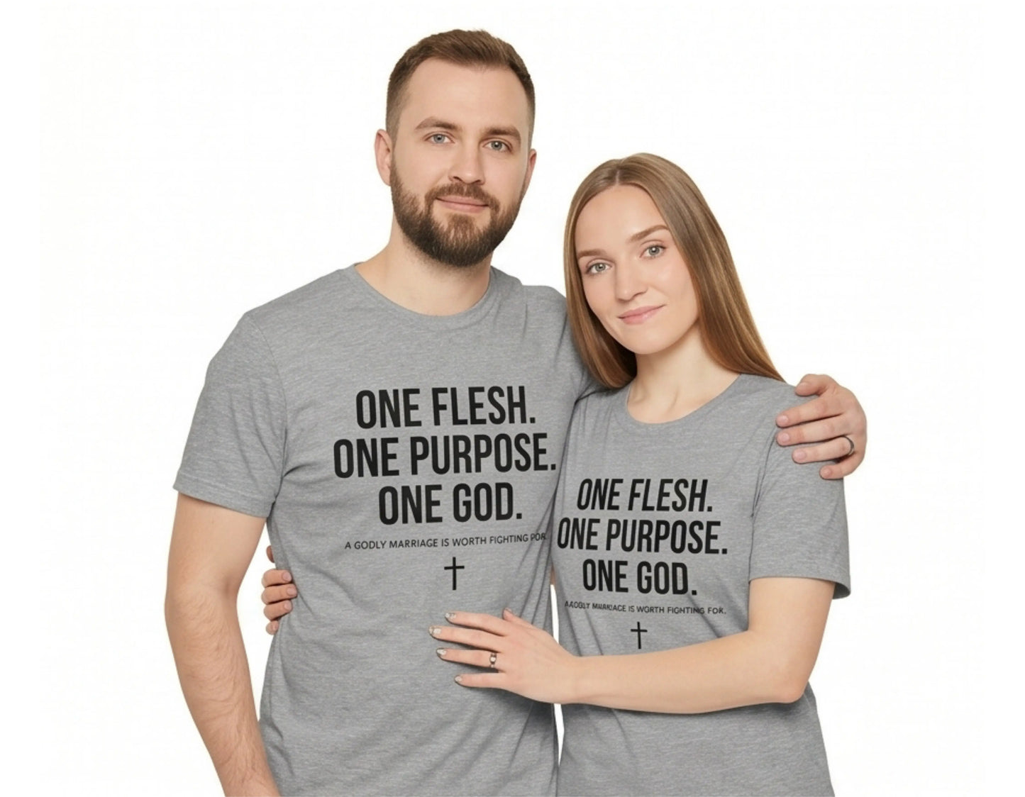 One Flesh One Purpose One God T-Shirt | Christian Marriage Tee | Faith-Based Couples Shirt | Rehoboth’s Kloset Printify