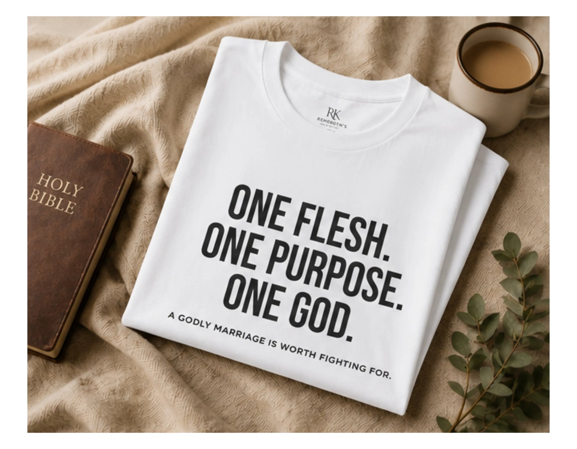 One Flesh One Purpose One God T-Shirt | Christian Marriage Tee | Faith-Based Couples Shirt | Rehoboth’s Kloset Printify