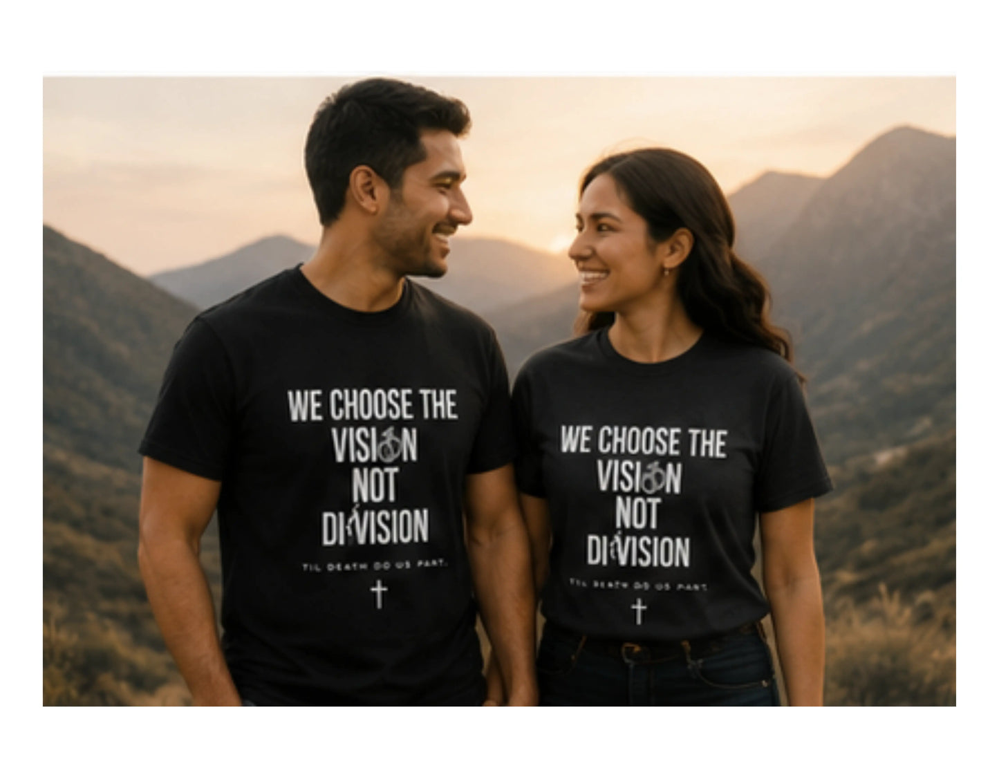 We Choose The Vision Not Division T-Shirt | Christian Marriage Tee | Faith-Based Unity Shirt | Rehoboth’s Kloset Printify