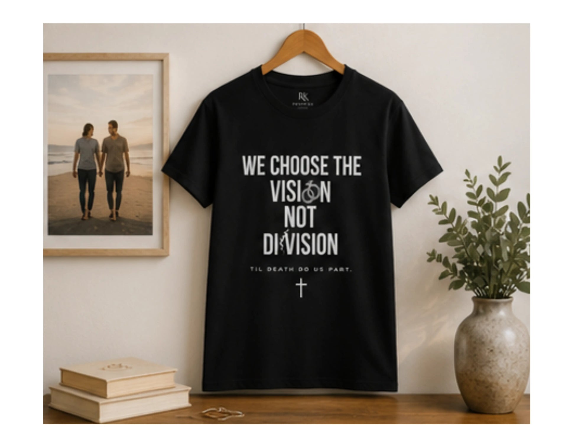 We Choose The Vision Not Division T-Shirt | Christian Marriage Tee | Faith-Based Unity Shirt | Rehoboth’s Kloset Printify