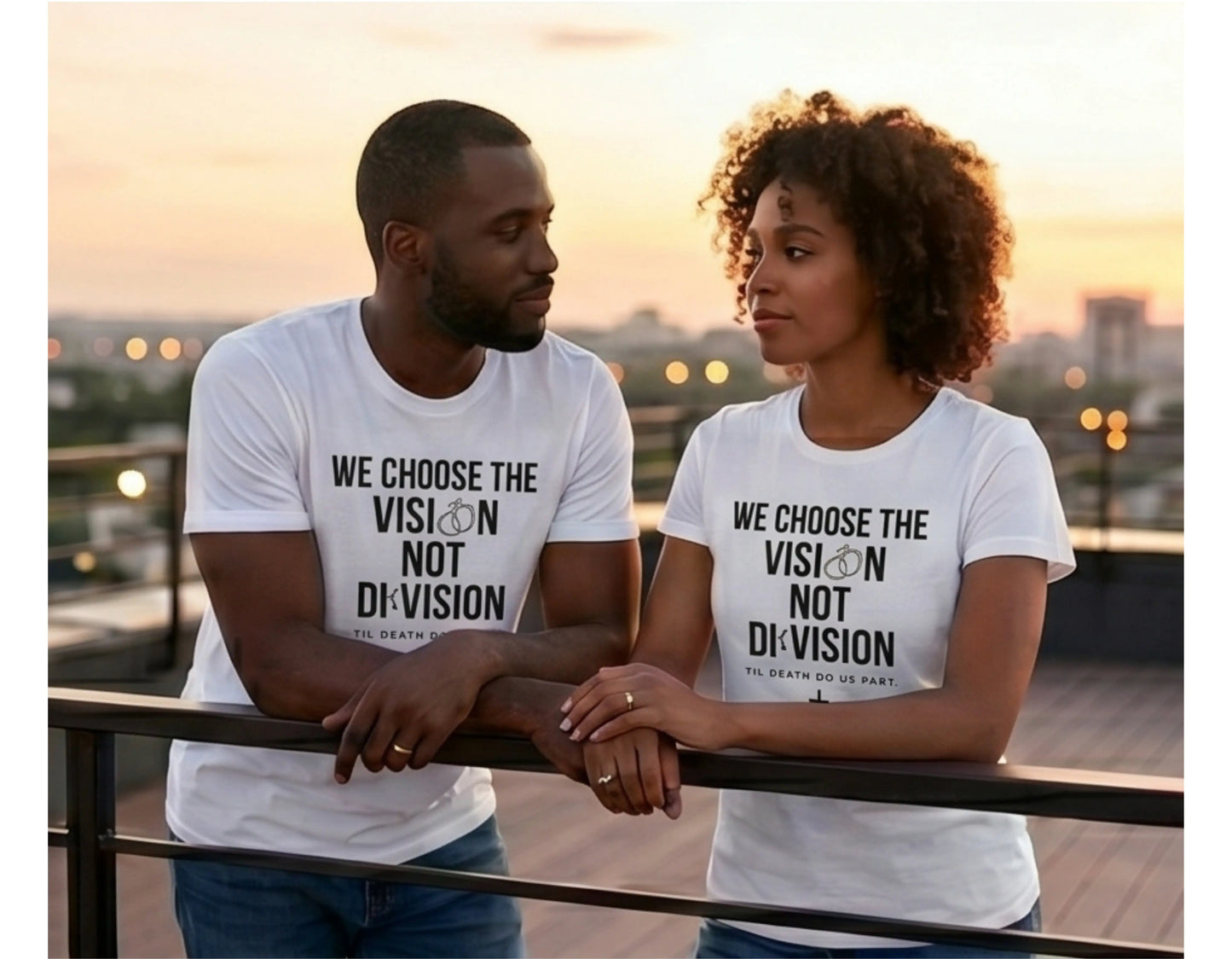 We Choose The Vision Not Division T-Shirt | Christian Marriage Tee | Faith-Based Unity Shirt | Rehoboth’s Kloset Printify
