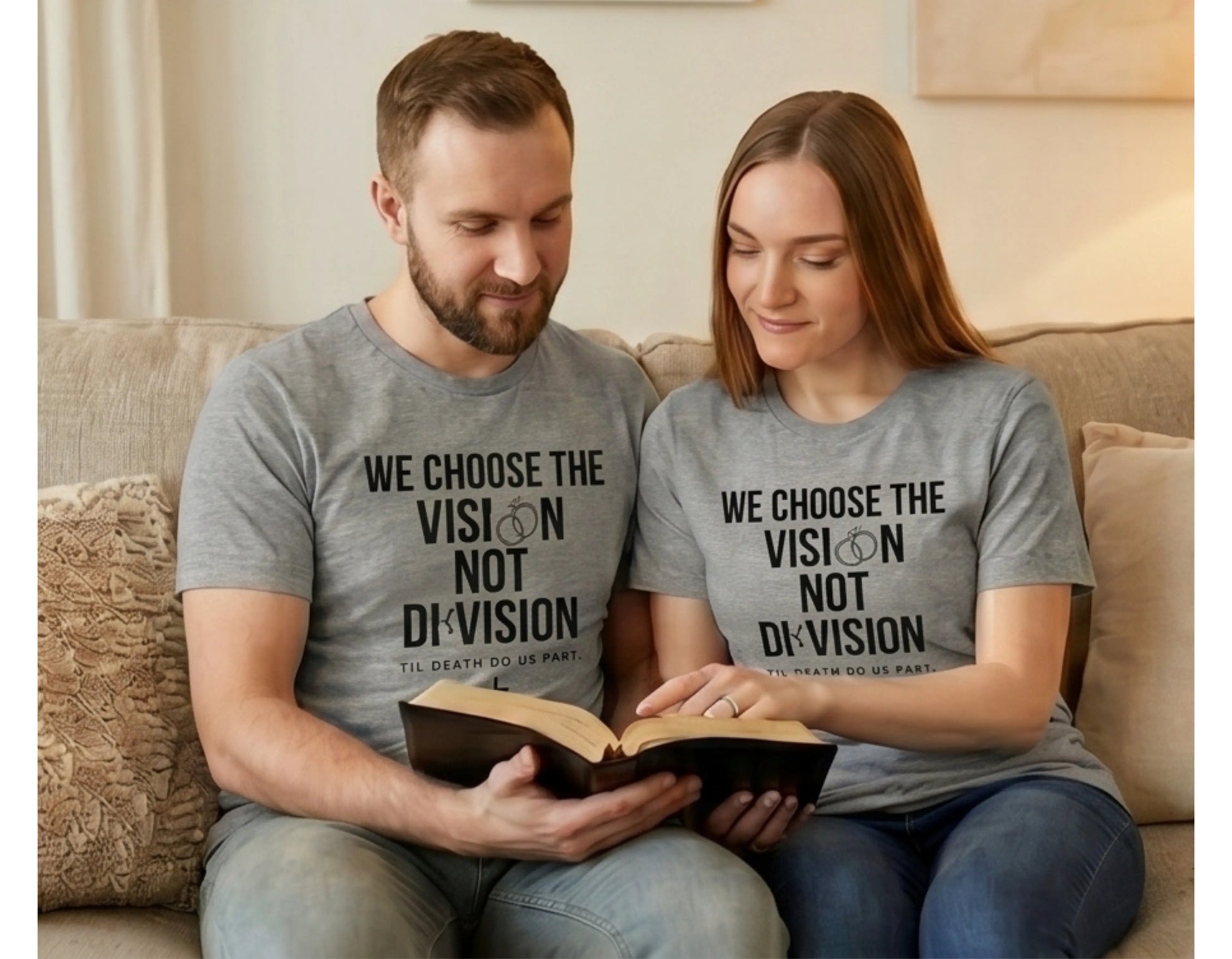 We Choose The Vision Not Division T-Shirt | Christian Marriage Tee | Faith-Based Unity Shirt | Rehoboth’s Kloset Printify
