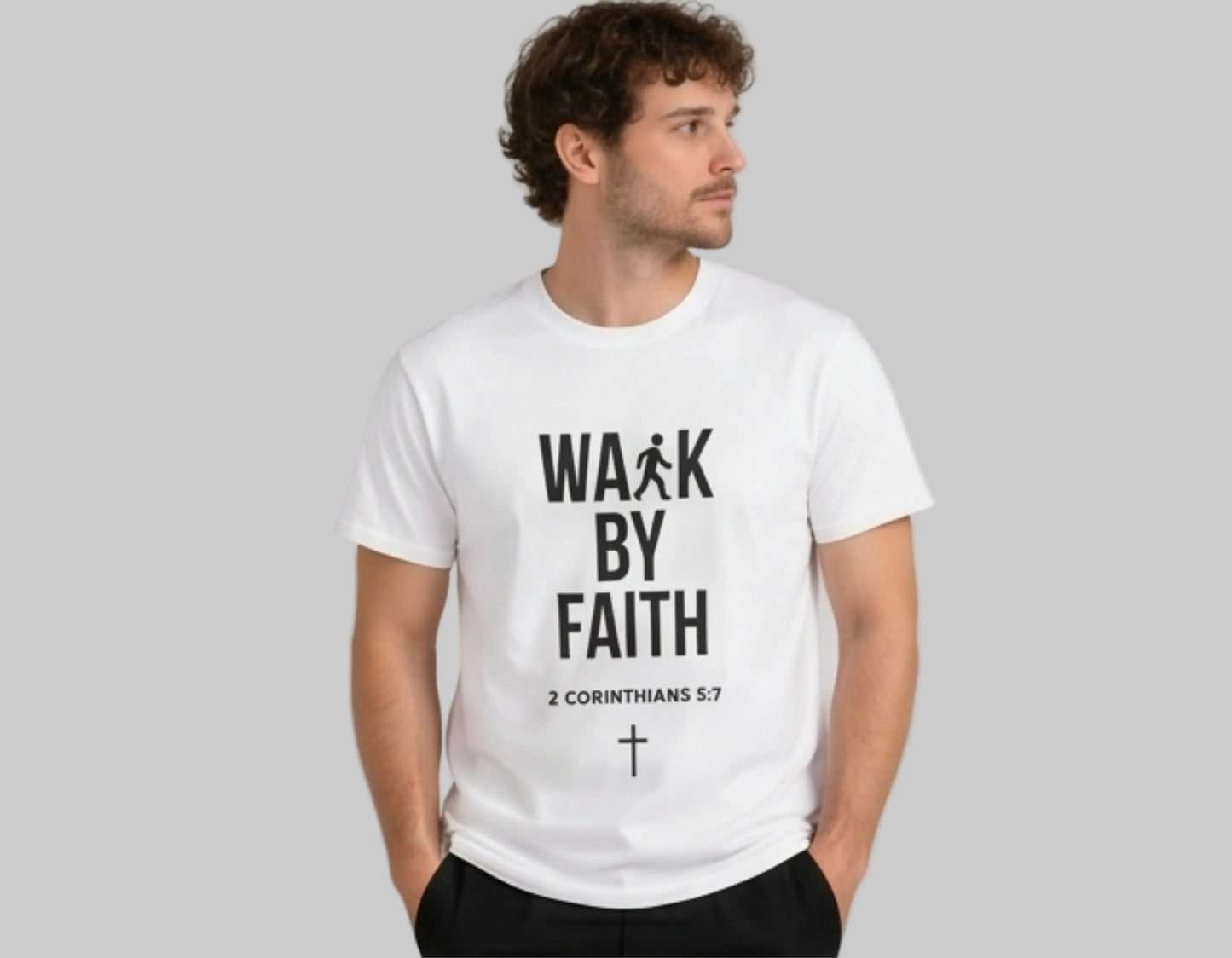 Walk by Faith T-Shirt | Minimalist Christian Tee | 2 Corinthians 5:7 Scripture Shirt | Faith-Based Streetwear | Religious Graphic Tee | Unisex Bible Verse Shirt | Christian Apparel Gift Printify