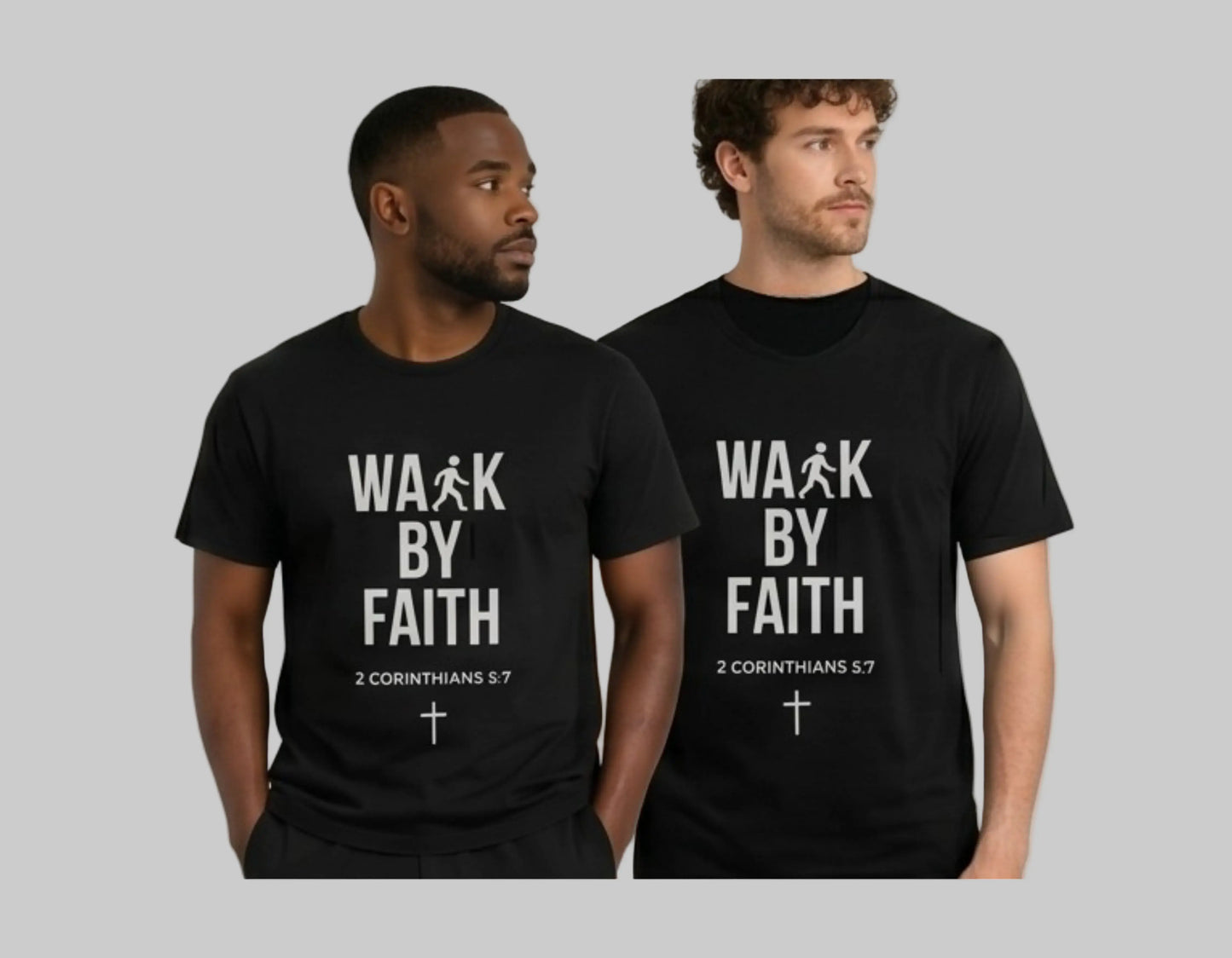 Walk by Faith T-Shirt | Minimalist Christian Tee | 2 Corinthians 5:7 Scripture Shirt | Faith-Based Streetwear | Religious Graphic Tee | Unisex Bible Verse Shirt | Christian Apparel Gift Printify