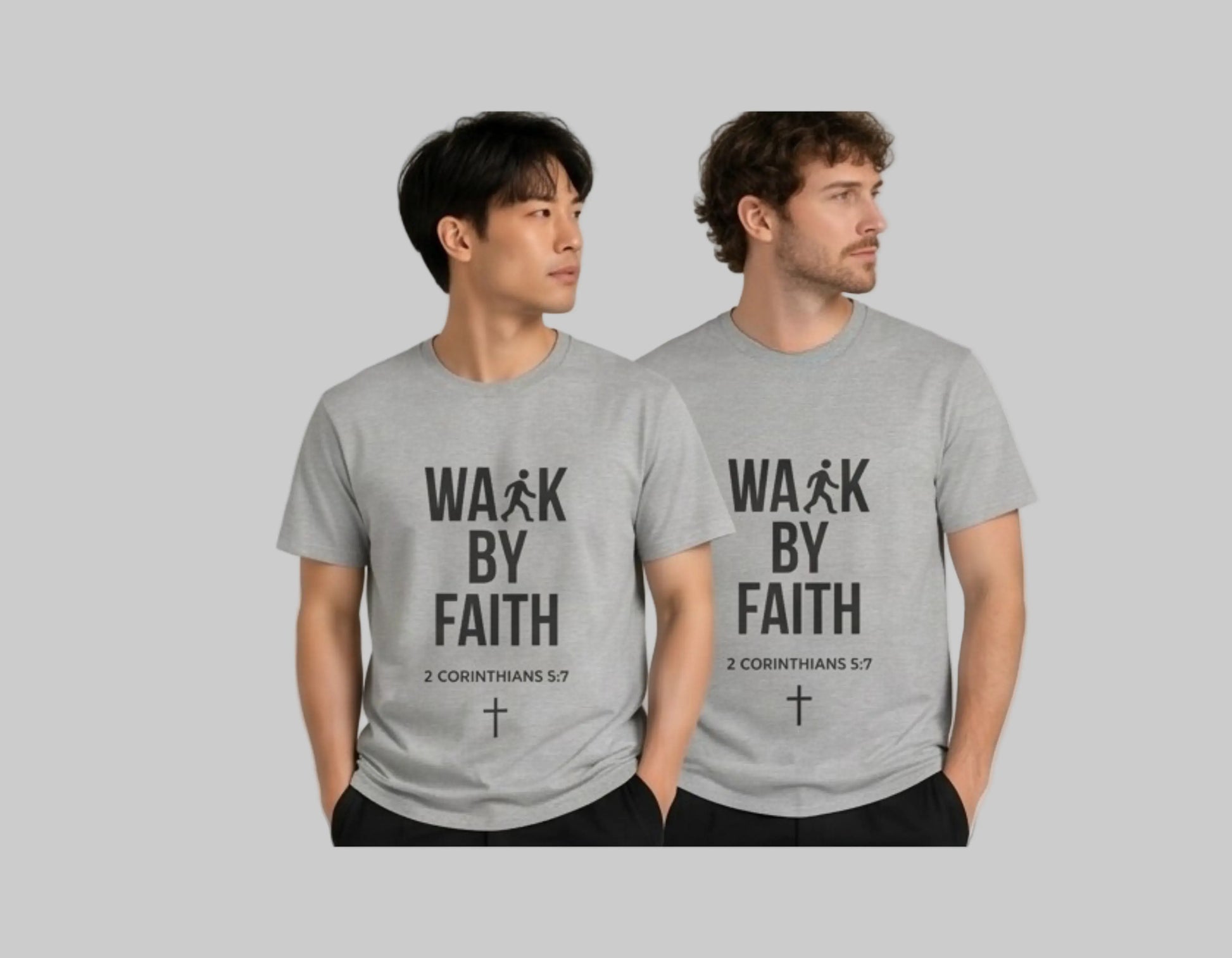 Walk by Faith T-Shirt | Minimalist Christian Tee | 2 Corinthians 5:7 Scripture Shirt | Faith-Based Streetwear | Religious Graphic Tee | Unisex Bible Verse Shirt | Christian Apparel Gift Printify