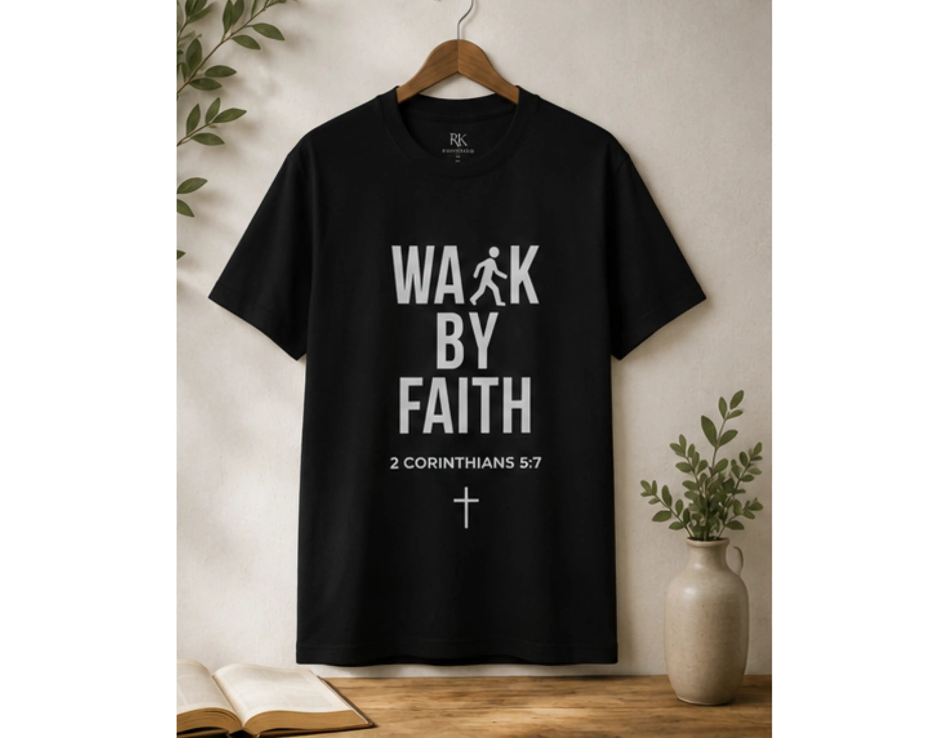 Walk by Faith T-Shirt | Minimalist Christian Tee | 2 Corinthians 5:7 Scripture Shirt | Faith-Based Streetwear | Religious Graphic Tee | Unisex Bible Verse Shirt | Christian Apparel Gift Printify