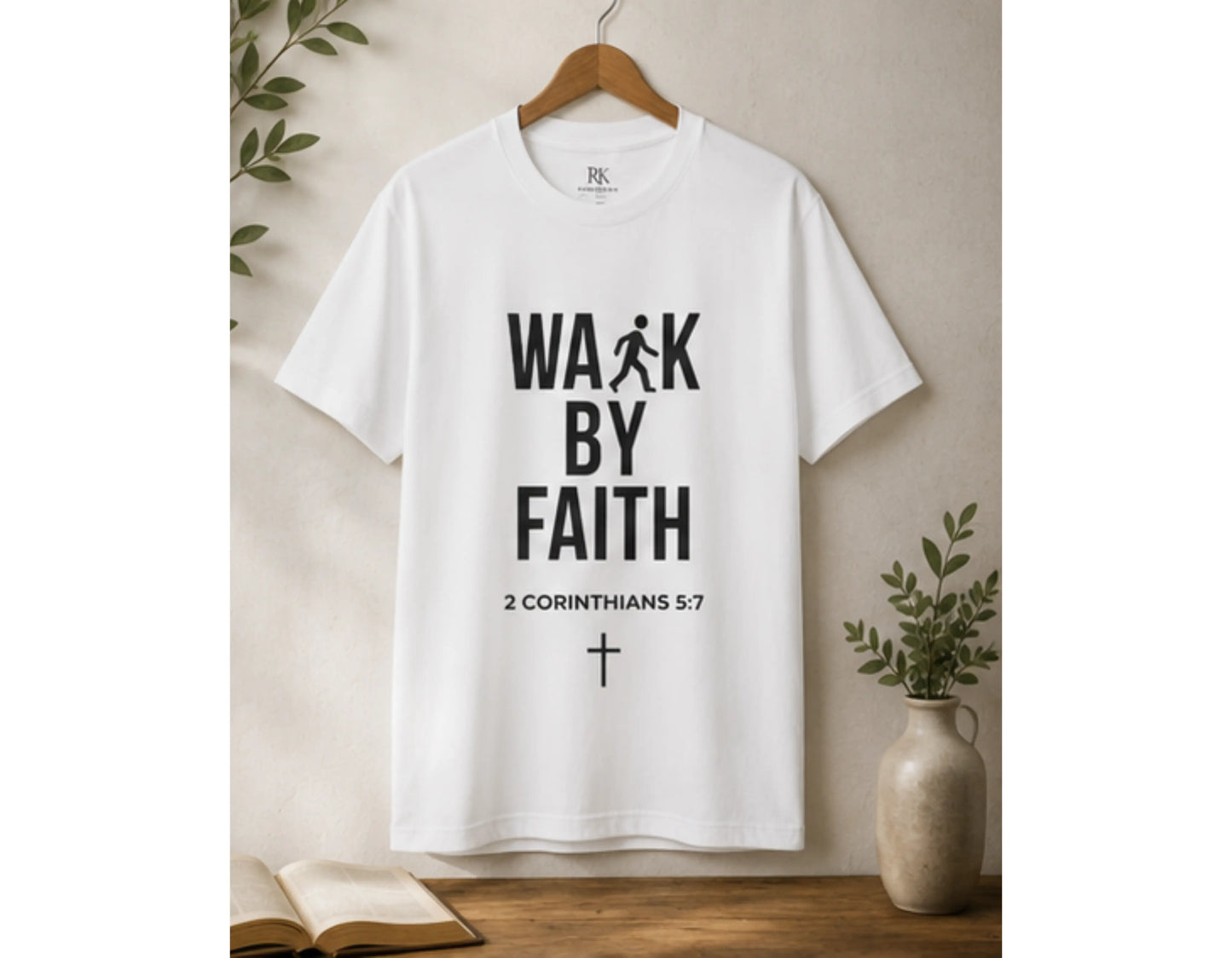 Walk by Faith T-Shirt | Minimalist Christian Tee | 2 Corinthians 5:7 Scripture Shirt | Faith-Based Streetwear | Religious Graphic Tee | Unisex Bible Verse Shirt | Christian Apparel Gift Printify