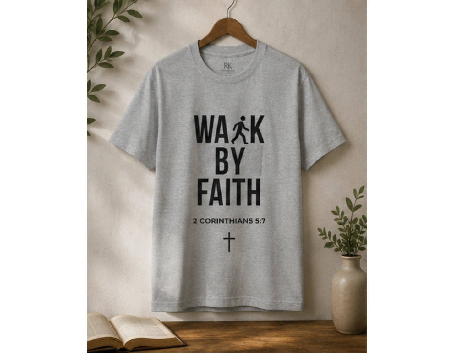 Walk by Faith T-Shirt | Minimalist Christian Tee | 2 Corinthians 5:7 Scripture Shirt | Faith-Based Streetwear | Religious Graphic Tee | Unisex Bible Verse Shirt | Christian Apparel Gift Printify