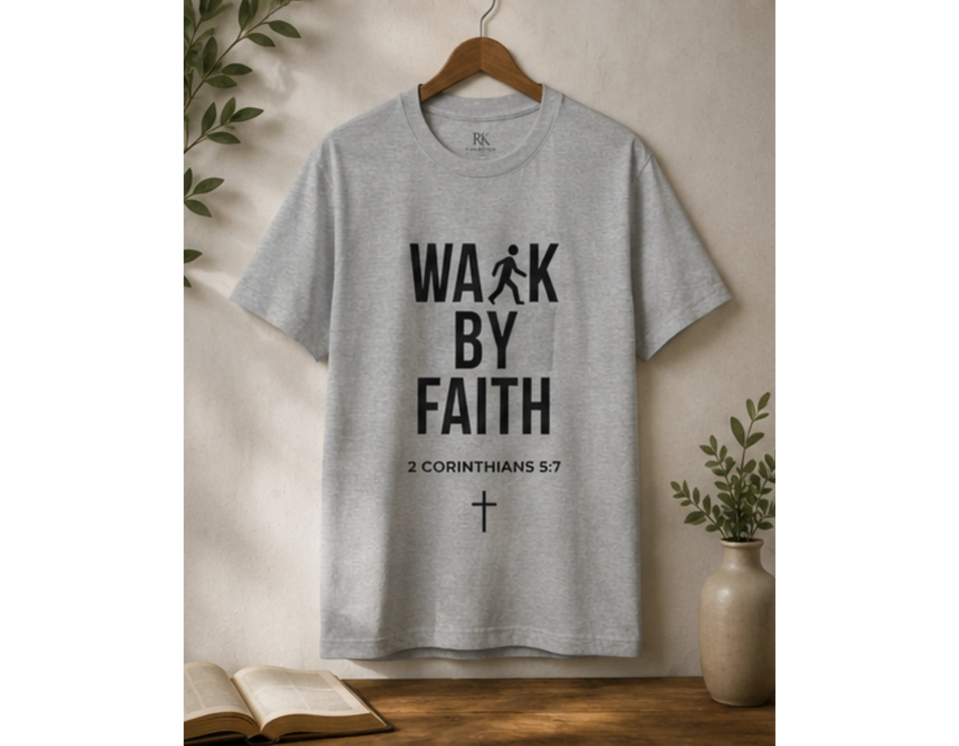 Walk by Faith T-Shirt | Minimalist Christian Tee | 2 Corinthians 5:7 Scripture Shirt | Faith-Based Streetwear | Religious Graphic Tee | Unisex Bible Verse Shirt | Christian Apparel Gift Printify