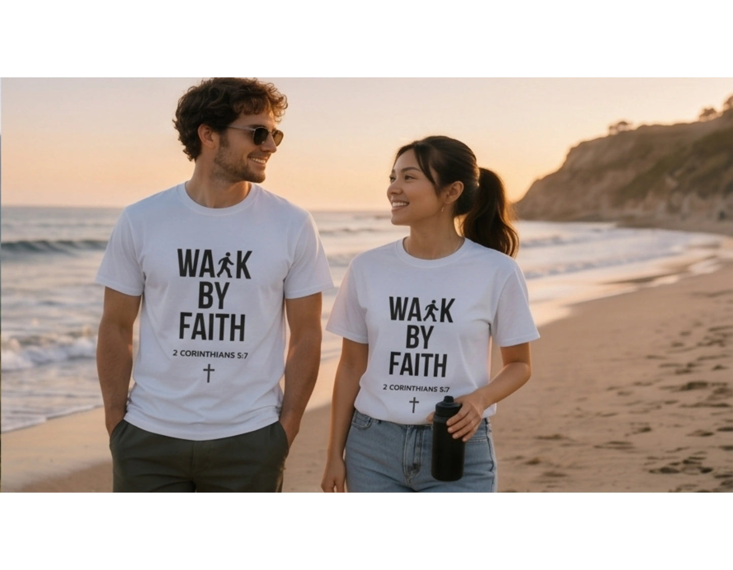 Walk by Faith T-Shirt | Minimalist Christian Tee | 2 Corinthians 5:7 Scripture Shirt | Faith-Based Streetwear | Religious Graphic Tee | Unisex Bible Verse Shirt | Christian Apparel Gift Printify