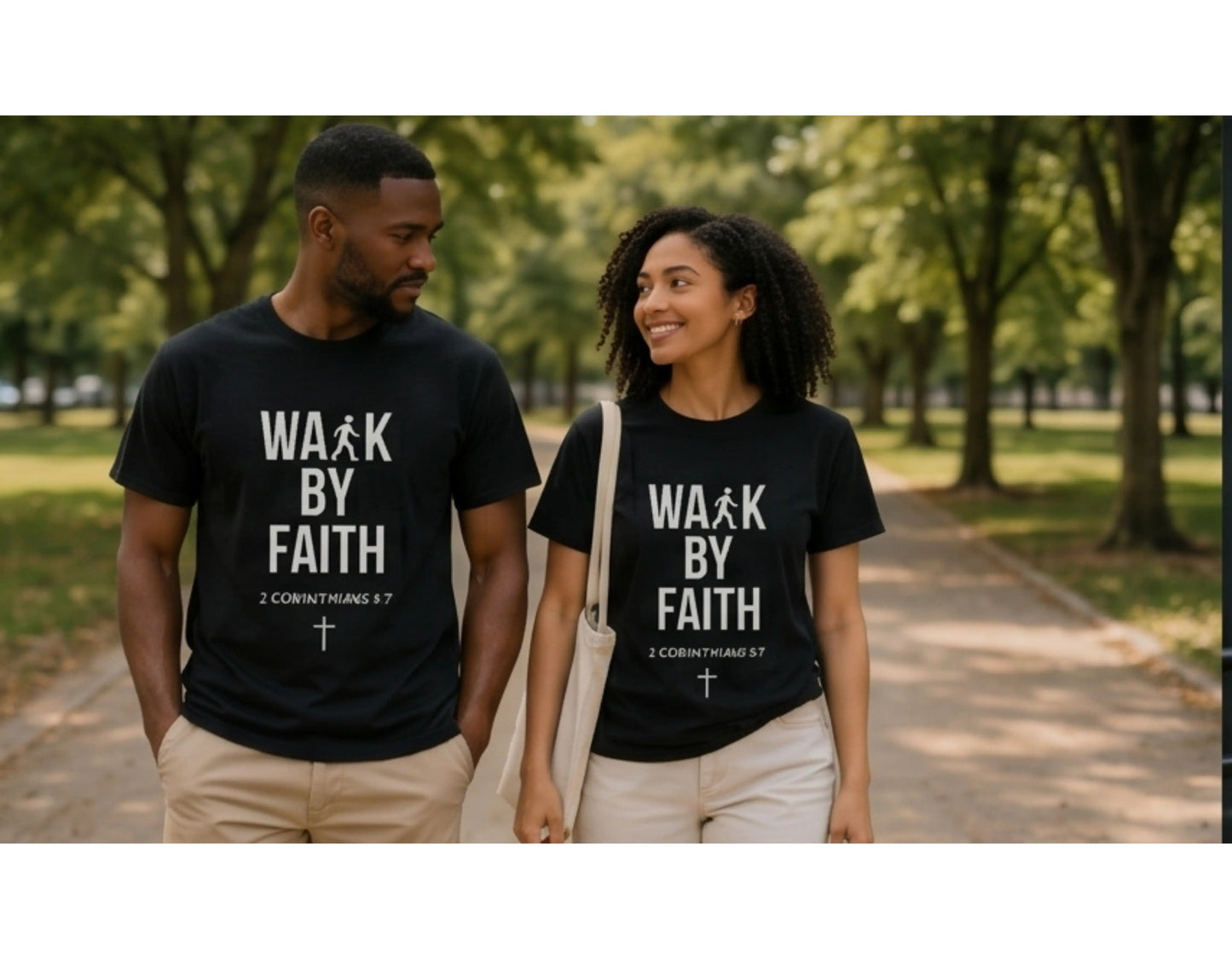 Walk by Faith T-Shirt | Minimalist Christian Tee | 2 Corinthians 5:7 Scripture Shirt | Faith-Based Streetwear | Religious Graphic Tee | Unisex Bible Verse Shirt | Christian Apparel Gift Printify