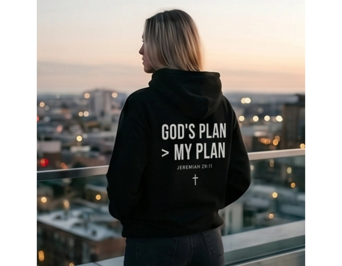 God’s Plan > My Plan Hoodie | Jeremiah 29:11 Christian Hoodie | Faith-Based Streetwear Sweatshirt | Rehoboth’s Kloset Printify