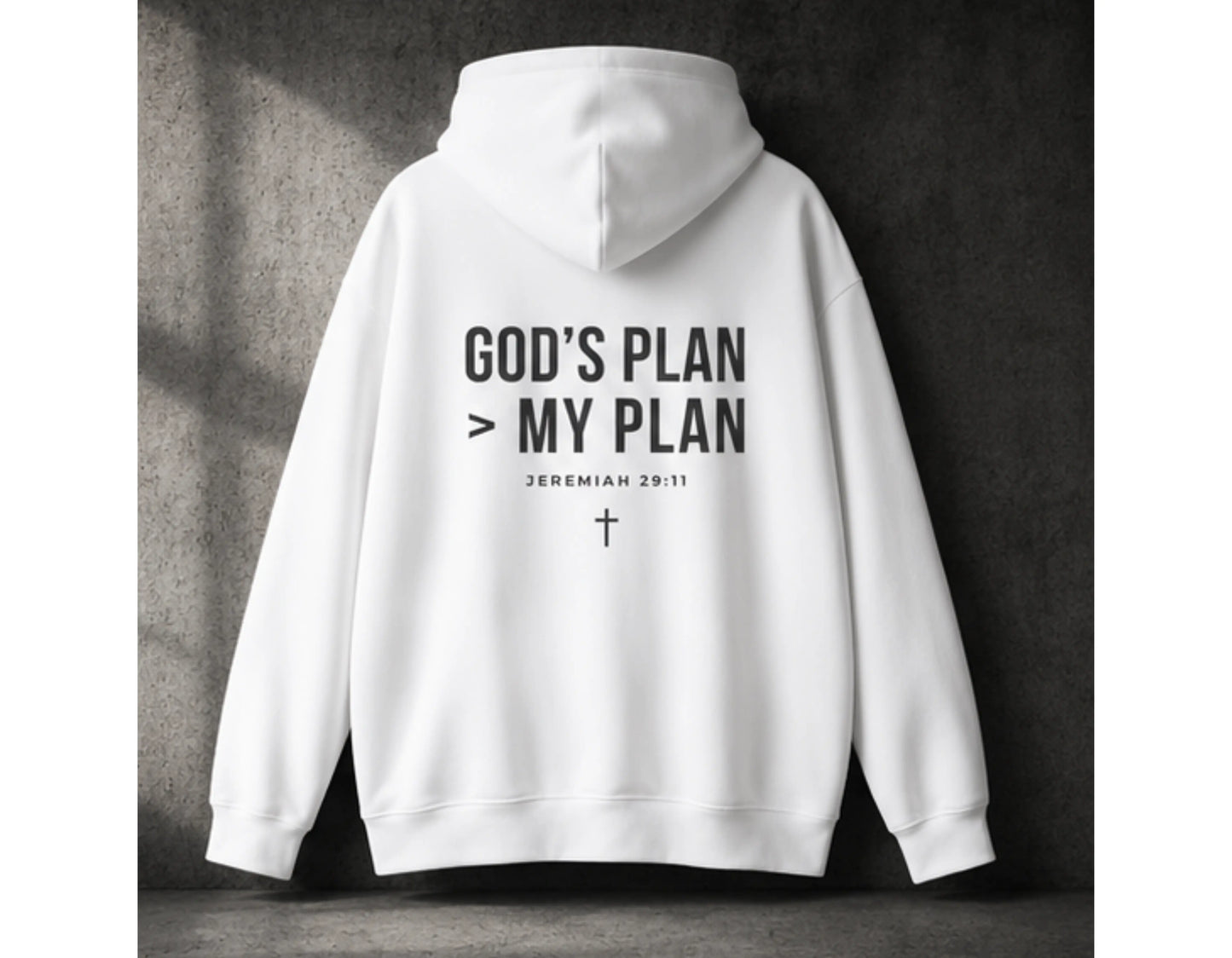 God’s Plan > My Plan Hoodie | Jeremiah 29:11 Christian Hoodie | Faith-Based Streetwear Sweatshirt | Rehoboth’s Kloset Printify