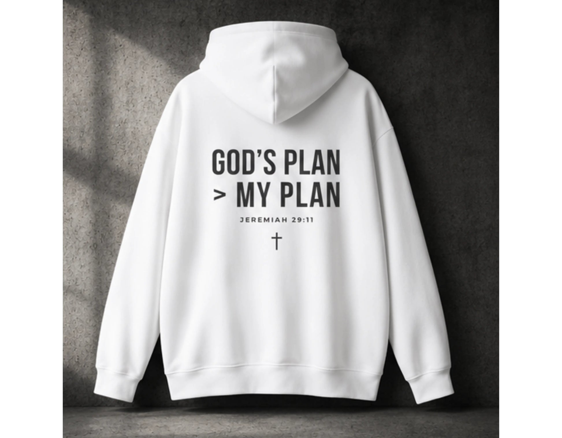 God’s Plan > My Plan Hoodie | Jeremiah 29:11 Christian Hoodie | Faith-Based Streetwear Sweatshirt | Rehoboth’s Kloset Printify