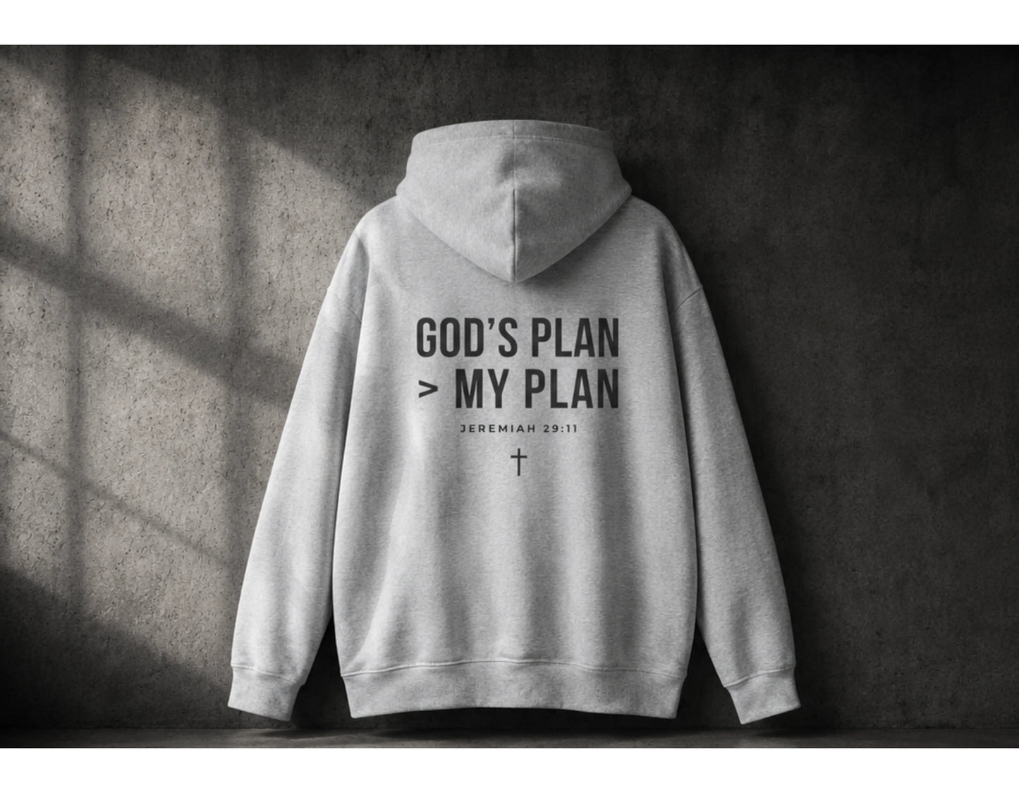 God’s Plan > My Plan Hoodie | Jeremiah 29:11 Christian Hoodie | Faith-Based Streetwear Sweatshirt | Rehoboth’s Kloset Printify