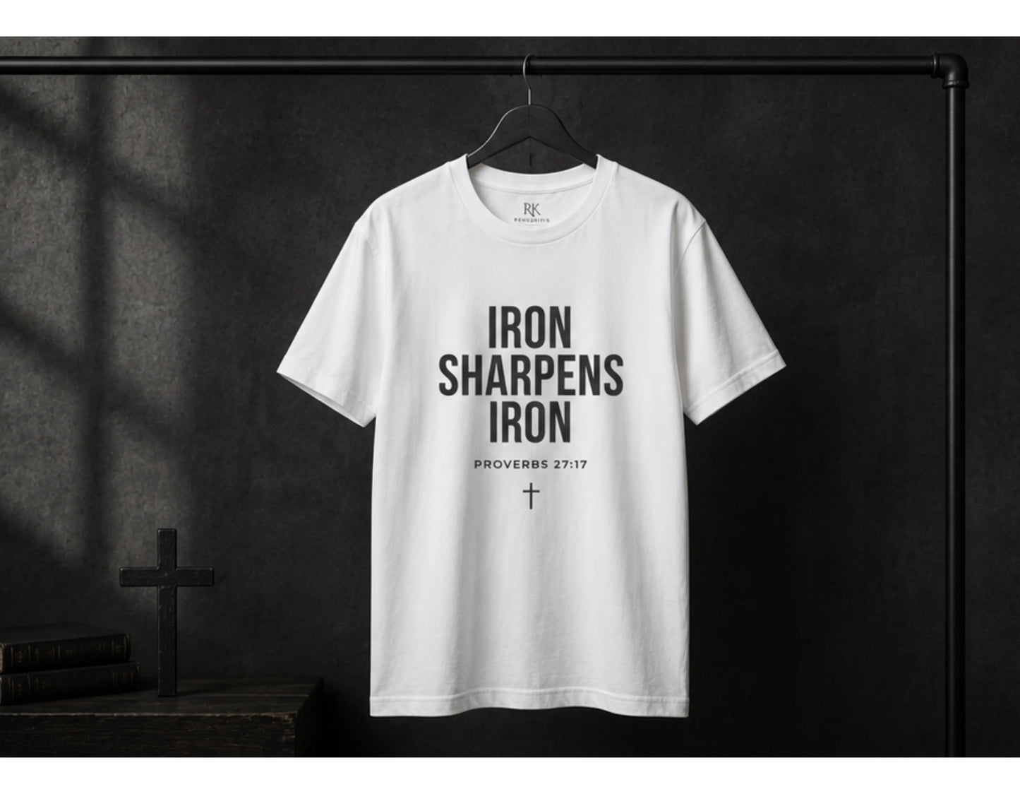 Iron Sharpens Iron Christian T-Shirt | Proverbs 27:17 Tee | Faith-Based Streetwear | Christian Graphic Shirt | Rehoboth’s Kloset Printify