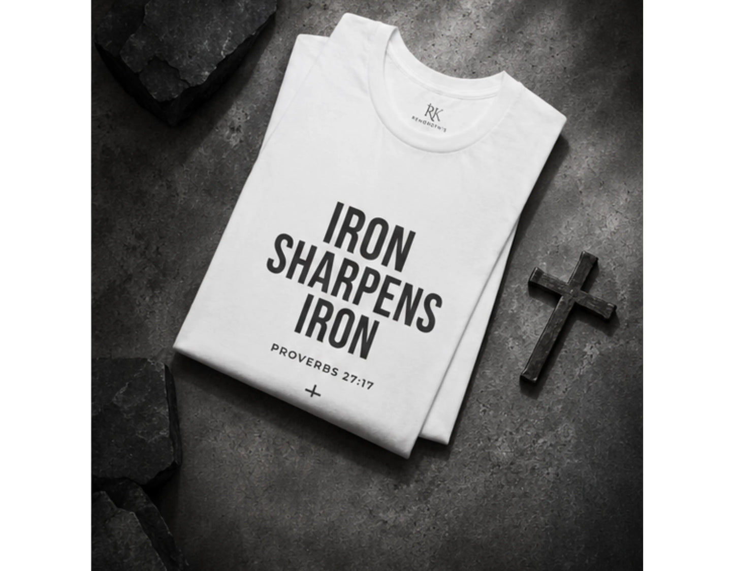 Iron Sharpens Iron Christian T-Shirt | Proverbs 27:17 Tee | Faith-Based Streetwear | Christian Graphic Shirt | Rehoboth’s Kloset Printify