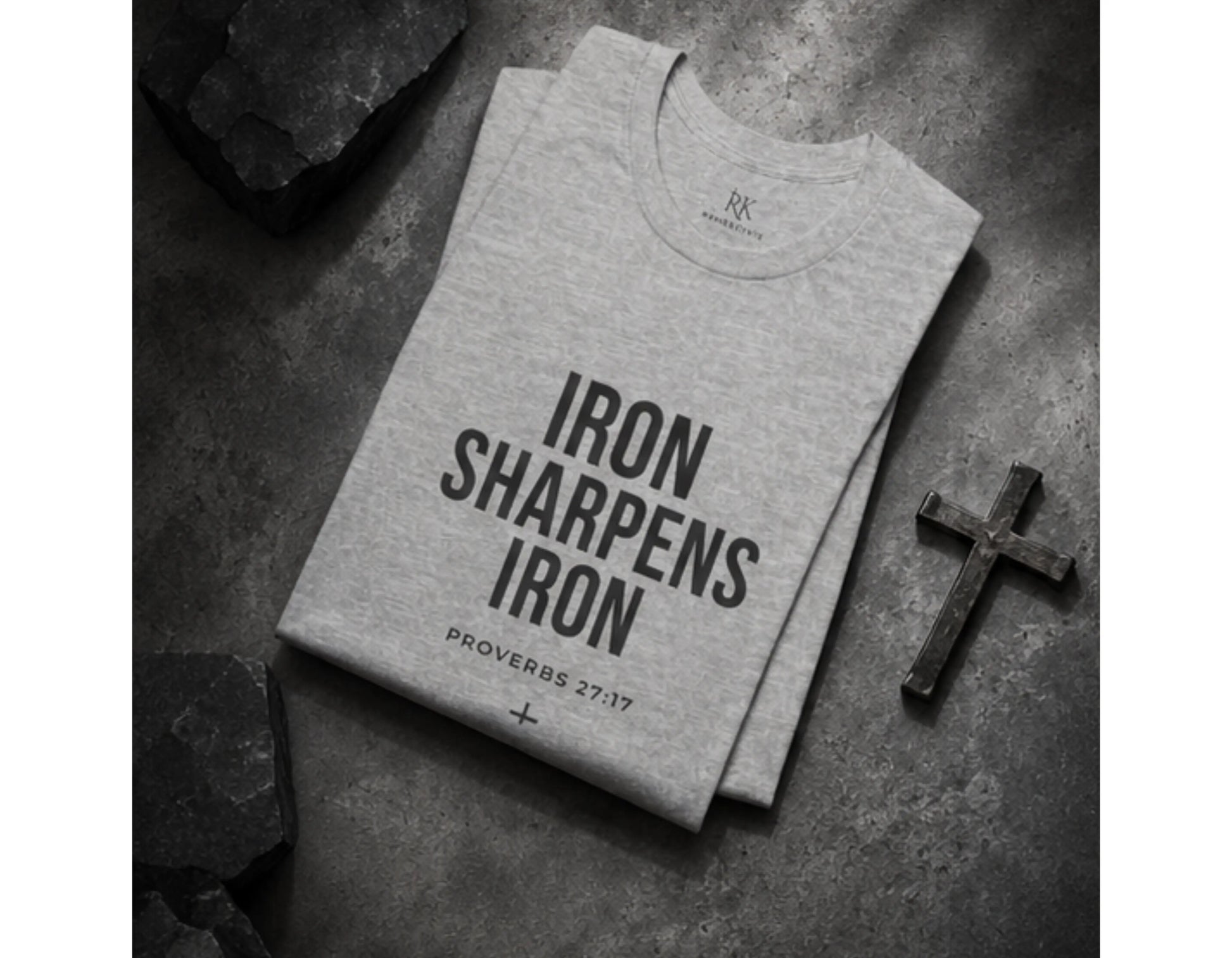 Iron Sharpens Iron Christian T-Shirt | Proverbs 27:17 Tee | Faith-Based Streetwear | Christian Graphic Shirt | Rehoboth’s Kloset Printify