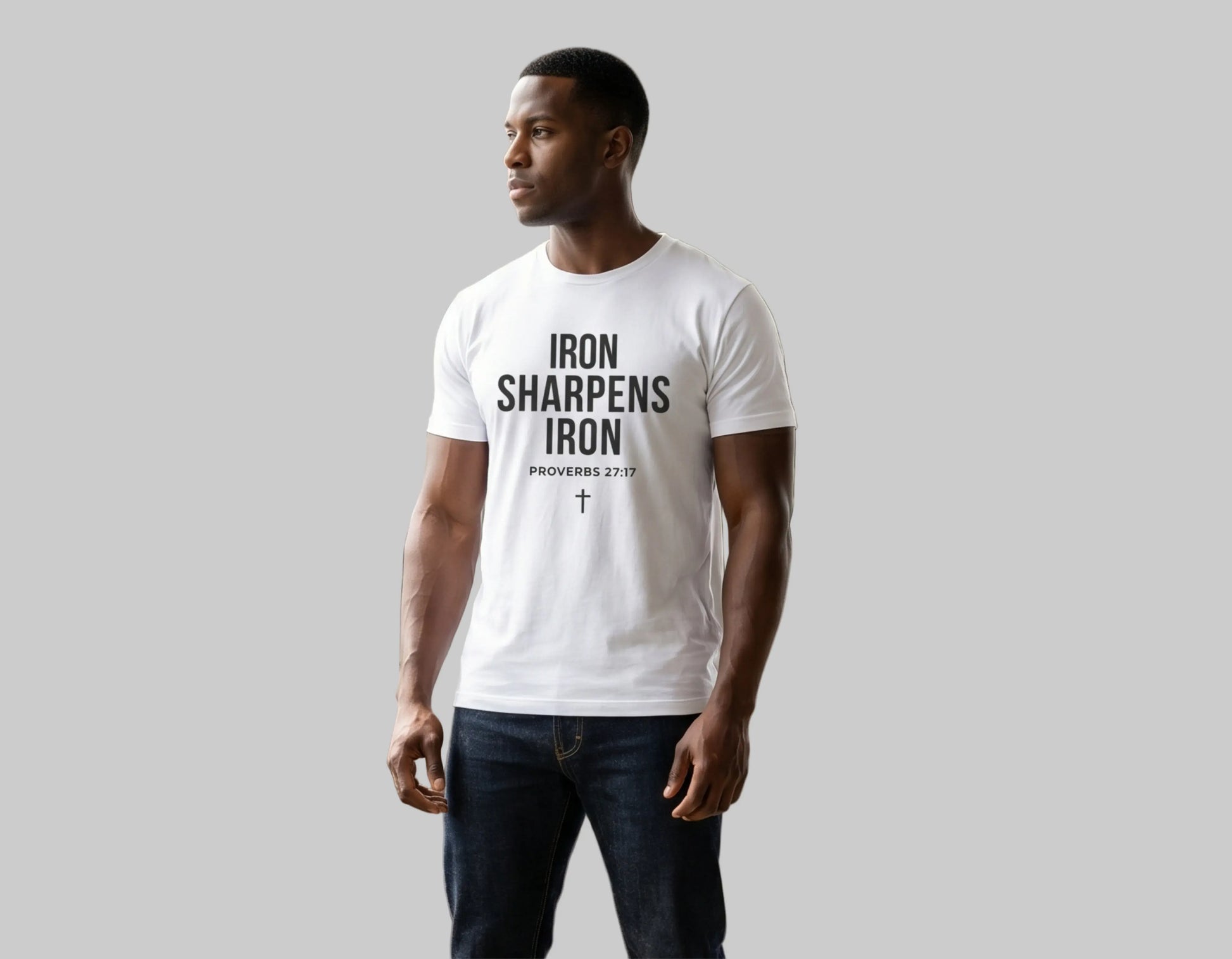 Iron Sharpens Iron Christian T-Shirt | Proverbs 27:17 Tee | Faith-Based Streetwear | Christian Graphic Shirt | Rehoboth’s Kloset Printify