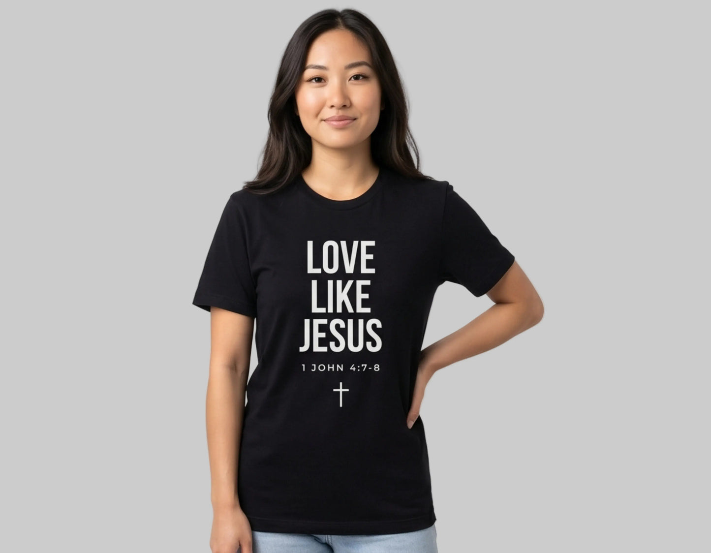 Love Like Jesus T-Shirt | 1 John 4:7-8 Christian Tee | Faith-Based Scripture Shirt | Rehoboth’s Kloset Printify