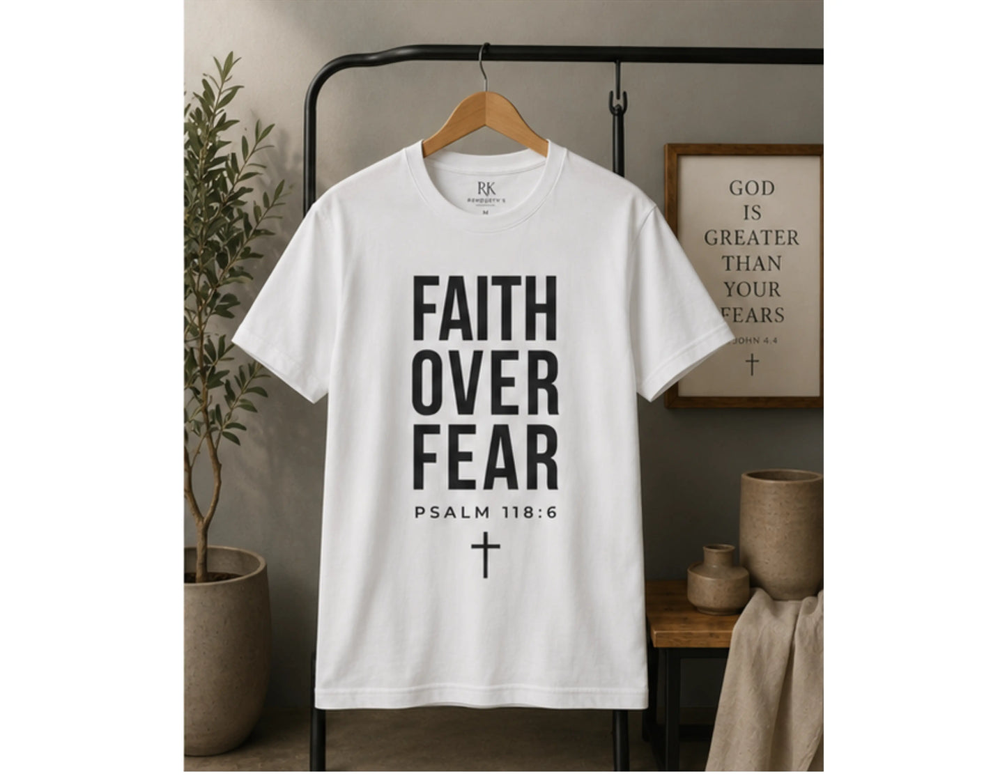 Faith Over Fear Christian T-Shirt | Psalm 118:6 Graphic Tee | Bold Faith Streetwear Shirt | Rehoboth’s Kloset Printify