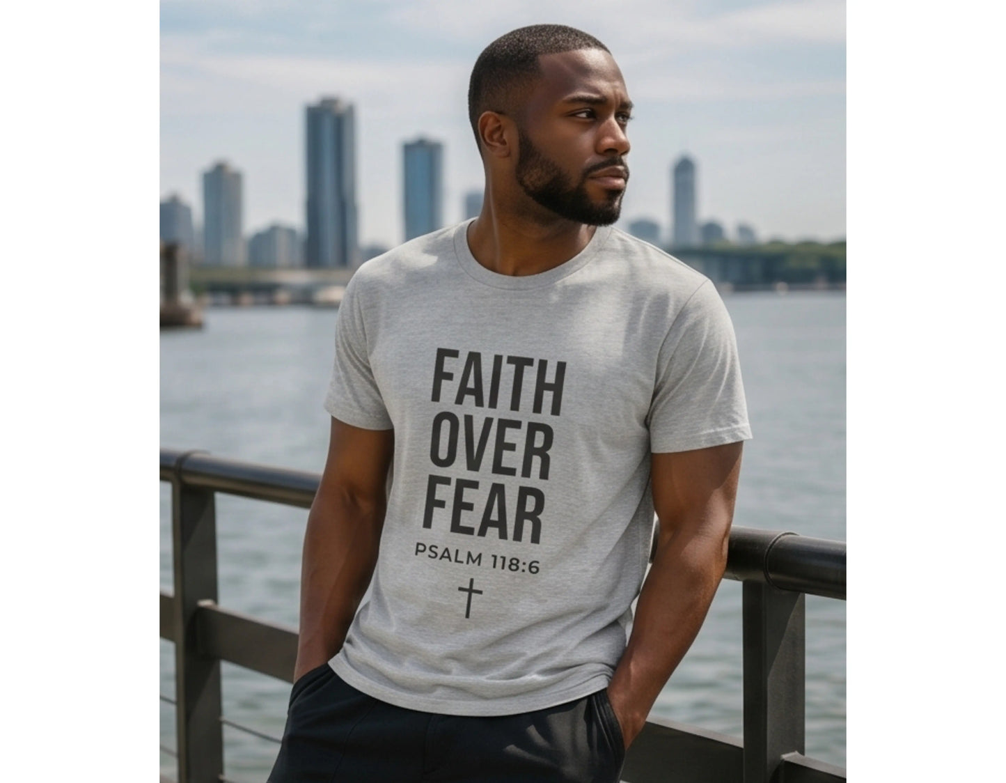 Faith Over Fear Christian T-Shirt | Psalm 118:6 Graphic Tee | Bold Faith Streetwear Shirt | Rehoboth’s Kloset Printify