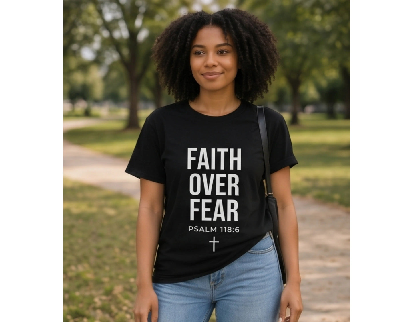 Faith Over Fear Christian T-Shirt | Psalm 118:6 Graphic Tee | Bold Faith Streetwear Shirt | Rehoboth’s Kloset Printify