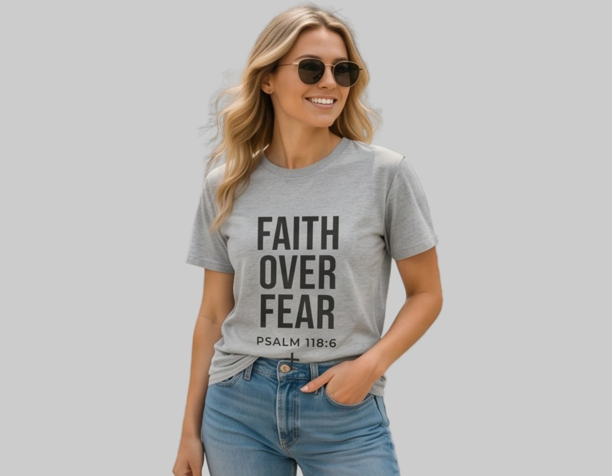 Faith Over Fear Christian T-Shirt | Psalm 118:6 Graphic Tee | Bold Faith Streetwear Shirt | Rehoboth’s Kloset Printify