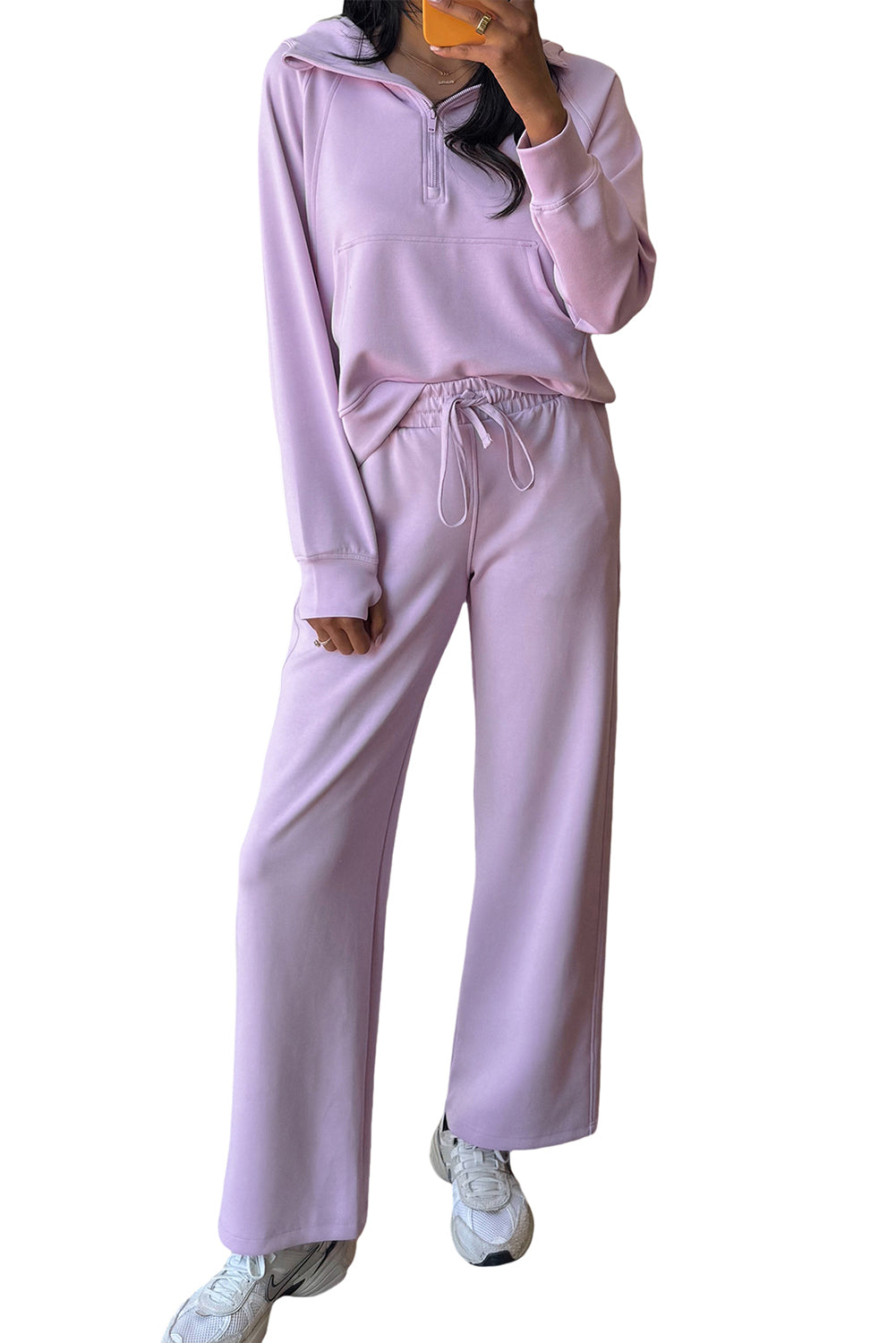 Orchid Bouquet Half Zip Thumbhole Sleeve Hoodie Active Pants 2pcs Outfit