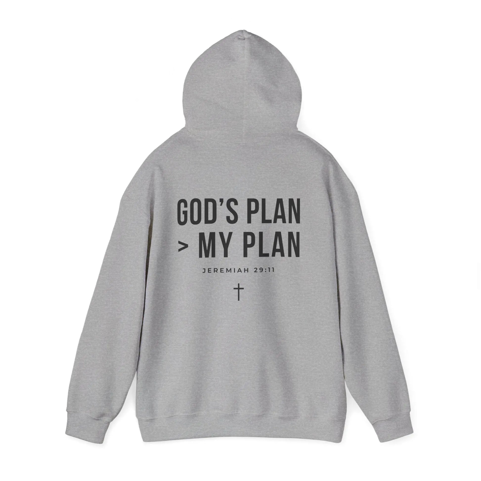 God’s Plan > My Plan Hoodie | Jeremiah 29:11 Christian Hoodie | Faith-Based Streetwear Sweatshirt | Rehoboth’s Kloset Printify