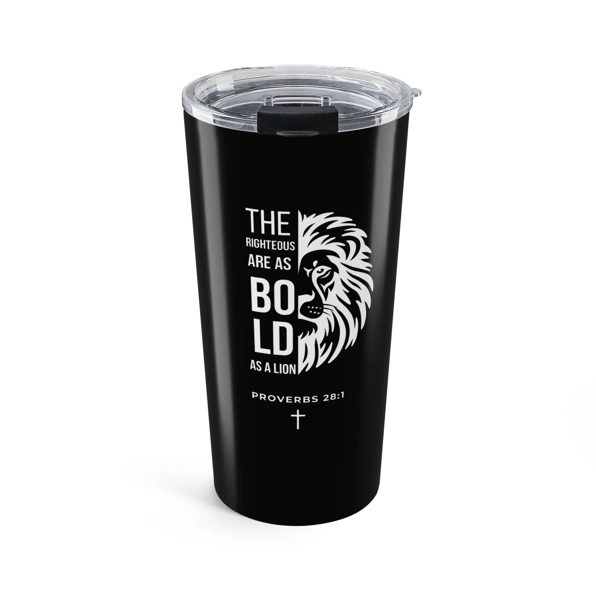 Bold As a Lion 20oz Tumbler – Proverbs 28:1 Christian Travel Mug Printify